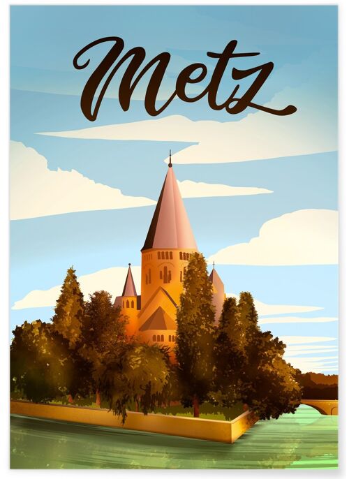 Affiche illustration de la ville de Metz