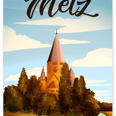 Affiche illustration de la ville de Metz