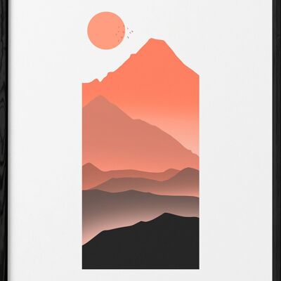 Poster di montagna del sole