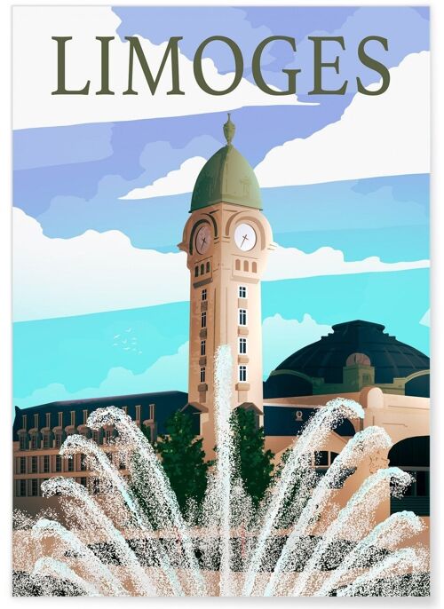 Affiche illustration de la ville de Limoges