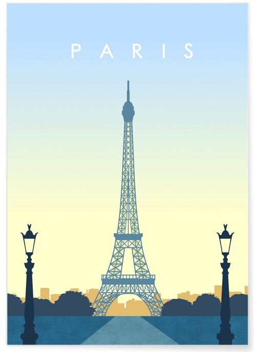 Affiche illustration de la ville de Paris - 3 - Tour Eiffel