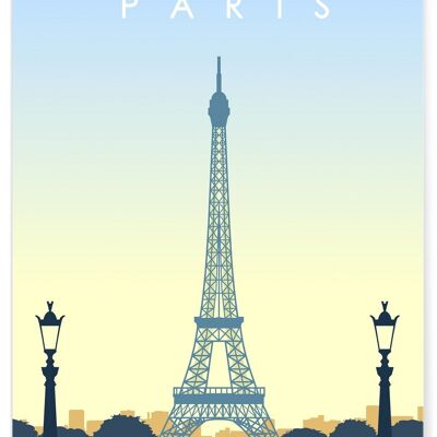 Affiche illustration de la ville de Paris - 3 - Tour Eiffel