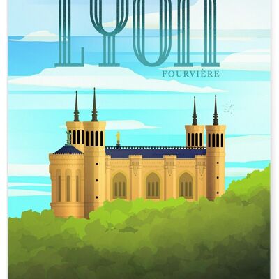 Illustrative poster of the city of Lyon: Fourvière