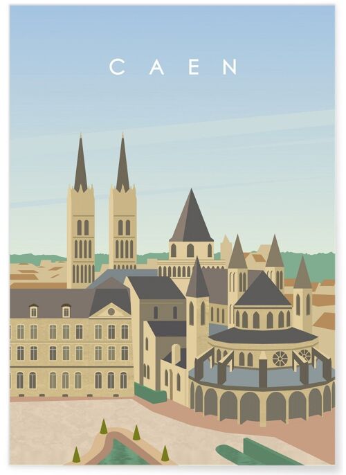 Affiche illustration de la ville de Caen