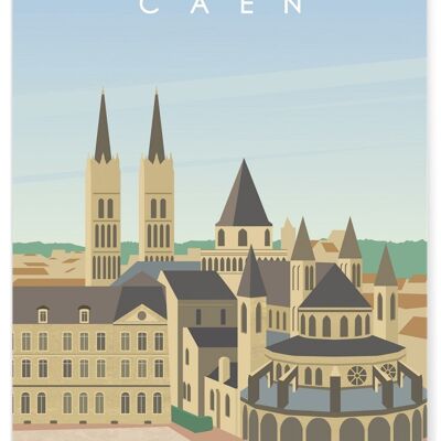 Illustration poster of the city of Caen
