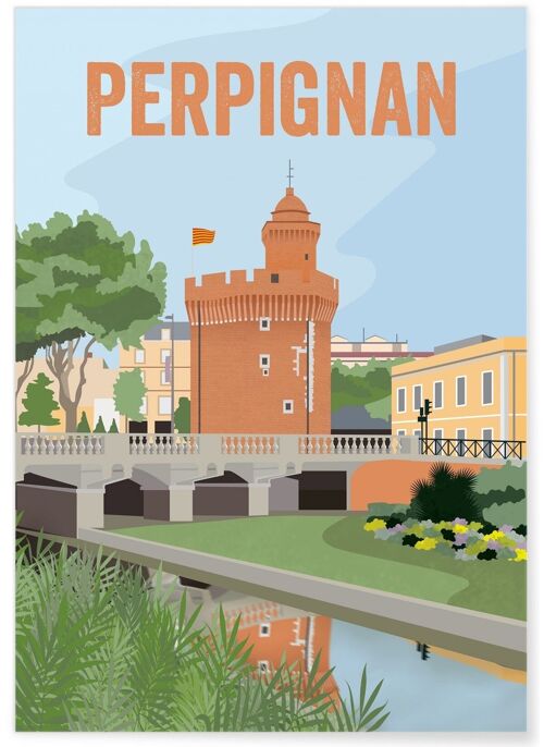 Affiche illustration de la ville de Perpignan