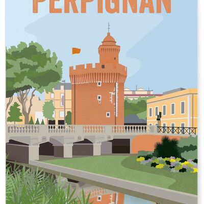 Affiche illustration de la ville de Perpignan