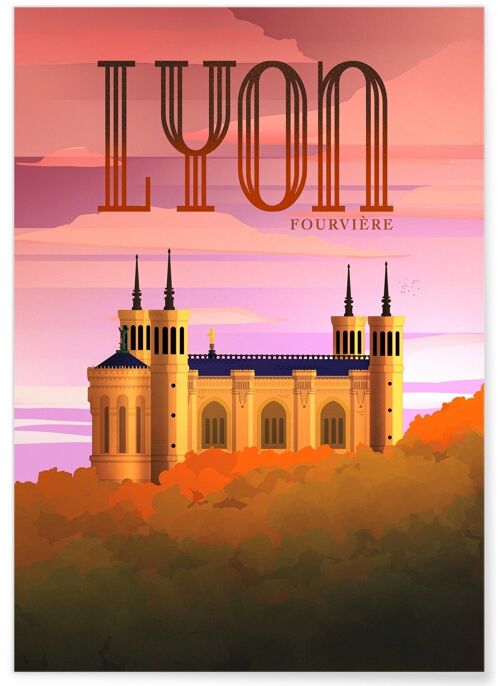 Affiche illustration de la ville de Lyon : Fourvière - 2