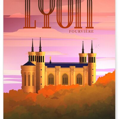 Affiche illustration de la ville de Lyon : Fourvière - 2