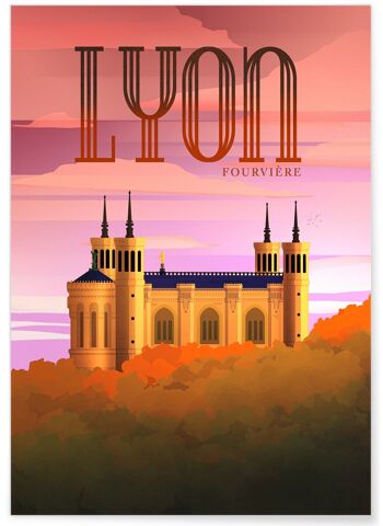 Affiche illustration de la ville de Lyon : Fourvière - 2 1