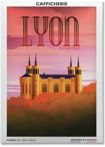 Affiche illustration de la ville de Lyon : Fourvière - 2 2