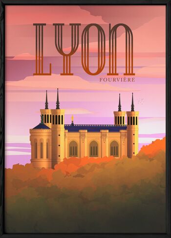 Affiche illustration de la ville de Lyon : Fourvière - 2 3