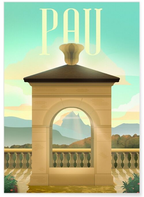 Affiche illustration de la ville de Pau