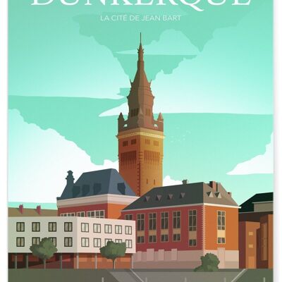 Illustration poster of the city of Dunkirk