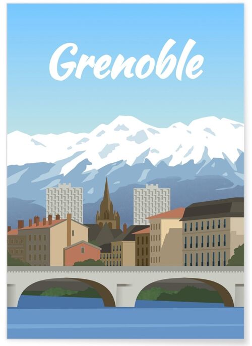 Affiche illustration de la ville de Grenoble