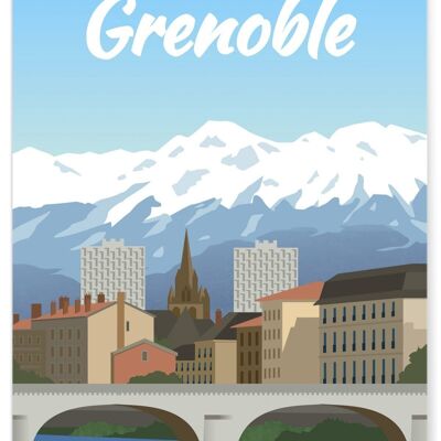 Illustration poster of the city of Grenoble