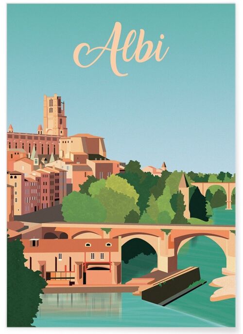 Affiche illustration de la ville d'Albi