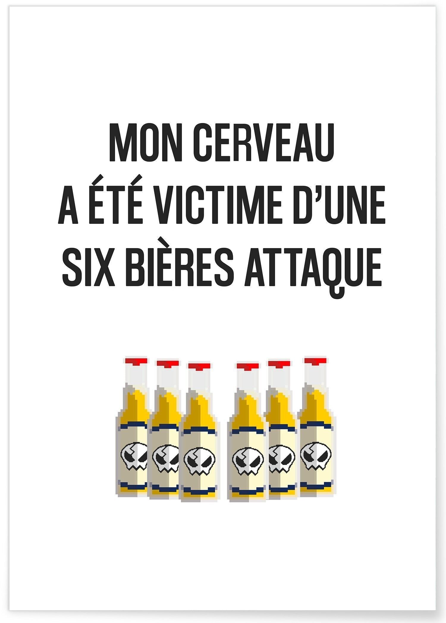 Póster Ataque de seis cervezas - humor
