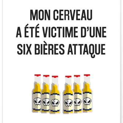 Affiche Six bières attaque - humour