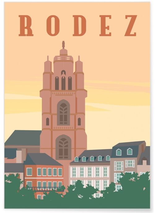 Affiche illustration de la ville de Rodez