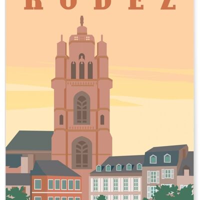 Affiche illustration de la ville de Rodez