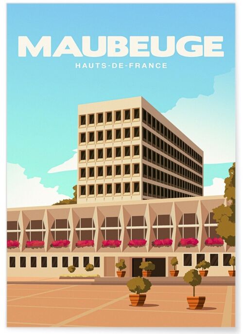 Affiche illustration de la ville de Maubeuge
