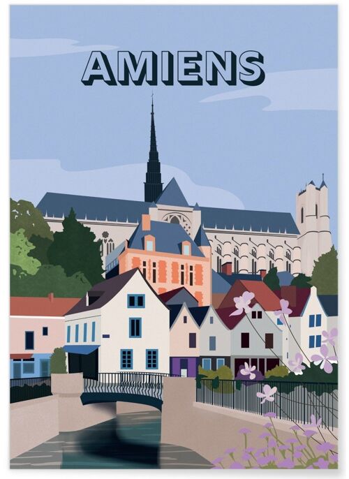 Affiche illustration de la ville d'Amiens