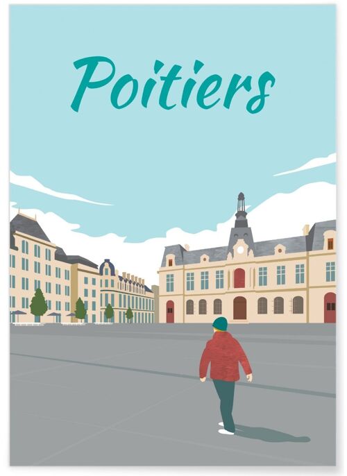 Affiche illustration de la ville de Poitiers