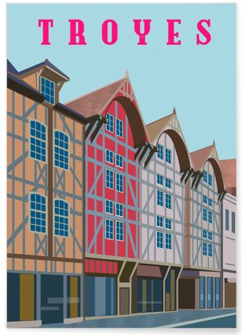 Affiche illustration de la ville de Troyes 1