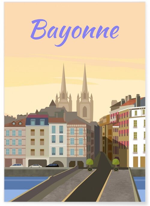 Affiche illustration de la ville de Bayonne