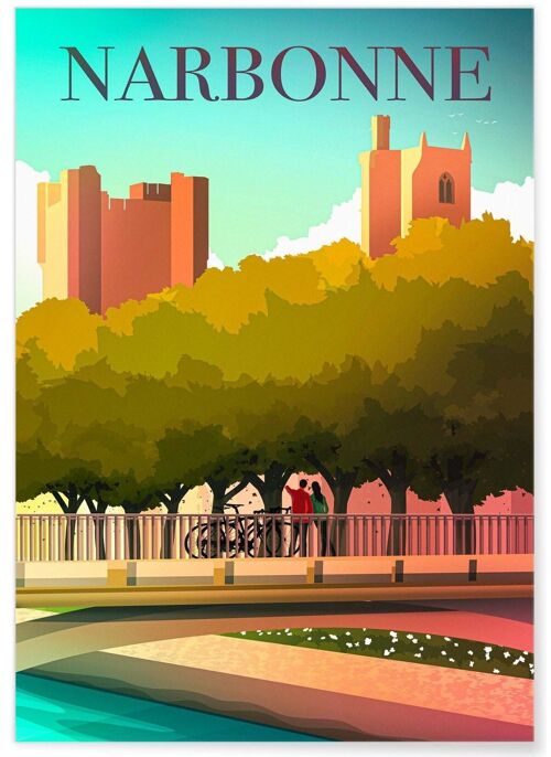Affiche illustration de la ville de Narbonne