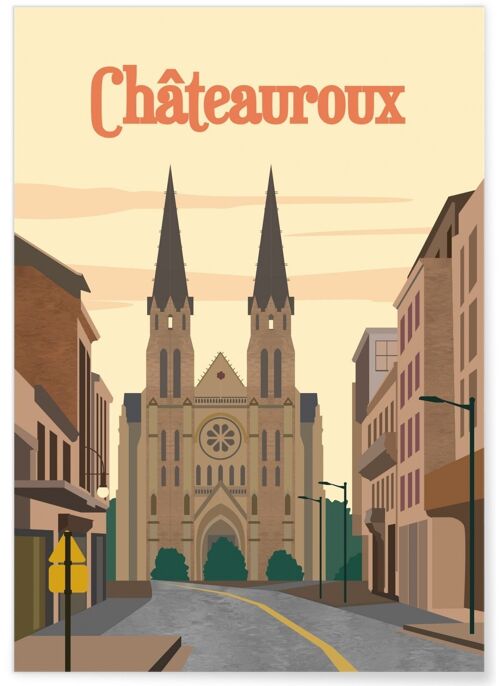Affiche illustration de la ville de Châteauroux