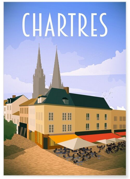 Affiche illustration de la ville de Chartres