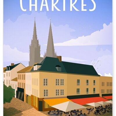 Affiche illustration de la ville de Chartres