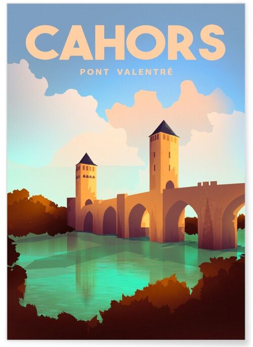Affiche illustration de la ville de Cahors
