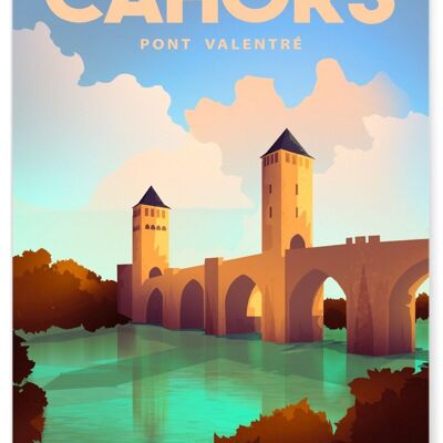 Affiche illustration de la ville de Cahors