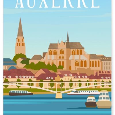 Affiche illustration de la ville d'Auxerre