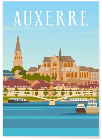 Affiche illustration de la ville d'Auxerre 1