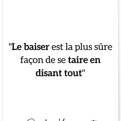 Citazione poster Guy de Maupassant: "Il bacio è il più sicuro..."