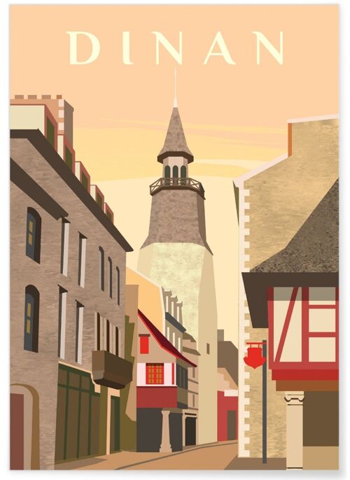 Affiche illustration de la ville de Dinan