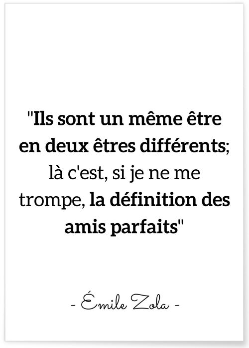 Affiche citation Emile Zola "Amis parfaits"