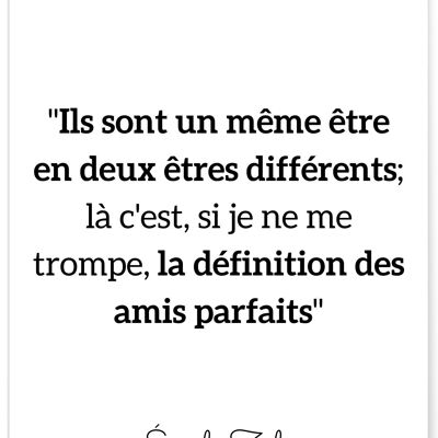 Emile Zola quote poster "Perfect friends"