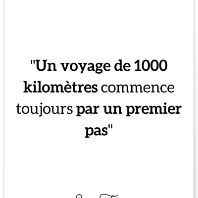 Affiche citation Lao Tseu "Un voyage commence toujours..."