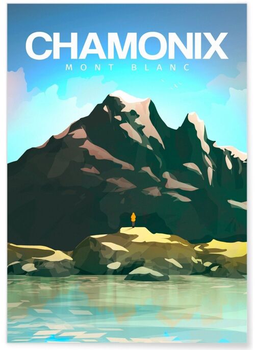 Affiche illustration de la ville de Chamonix-Mont-Blanc jour