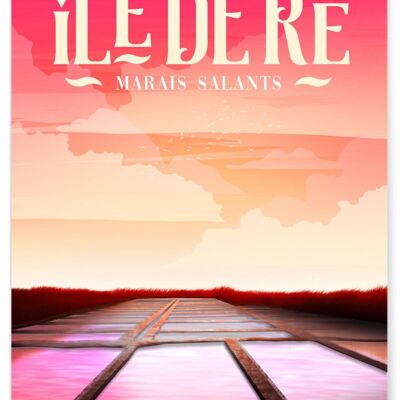 Illustrationsplakat der Ile de Ré: Die Salzwiesen