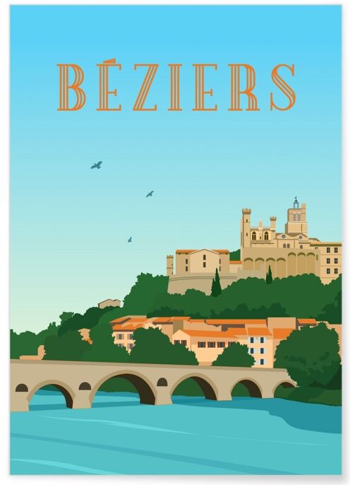 Affiche illustration de la ville de Béziers
