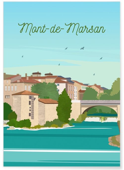 Affiche illustration de la ville de Mont-de-Marsan