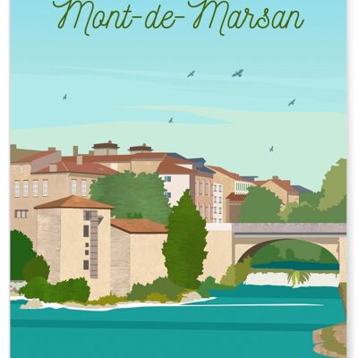 Illustration poster of the city of Mont-de-Marsan