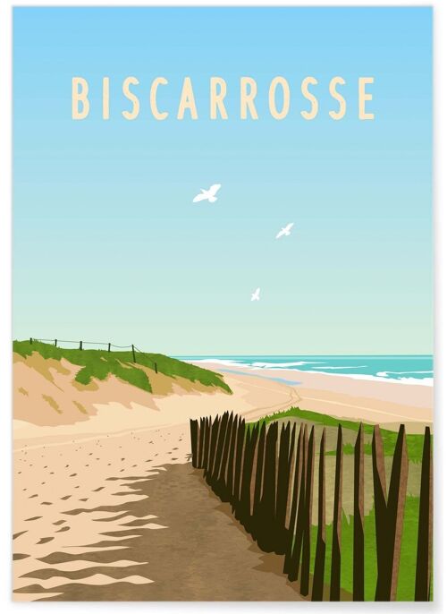 Affiche illustration de la ville de Biscarrosse