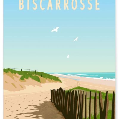 Affiche illustration de la ville de Biscarrosse